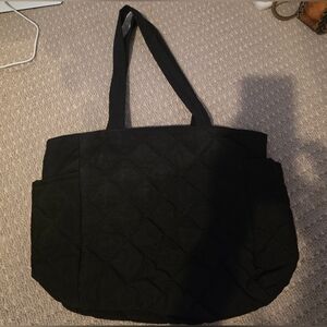 Elegant Black Quilted Tote Bag